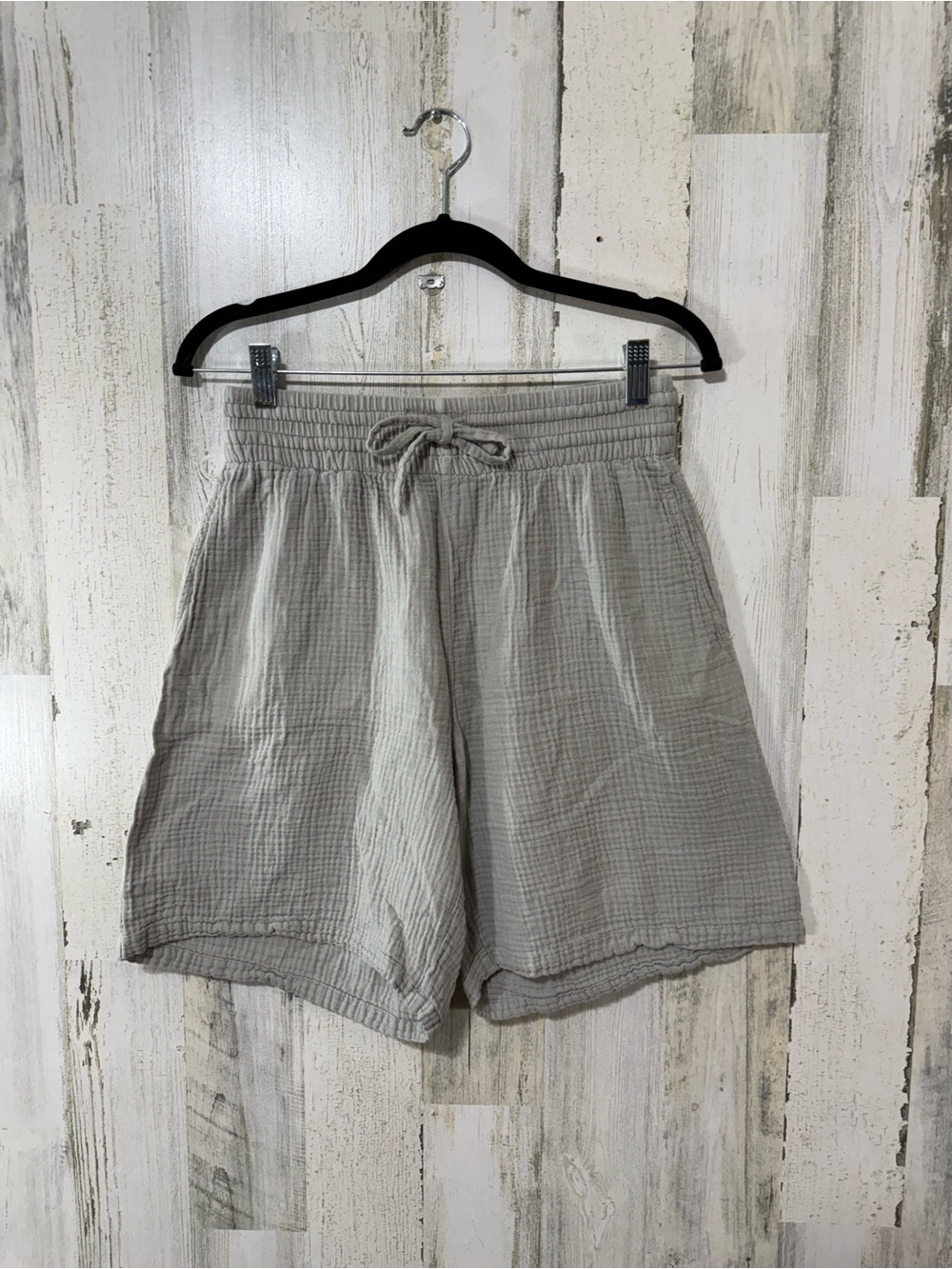 Women’s Light Gray Drawstring Cotton Shorts